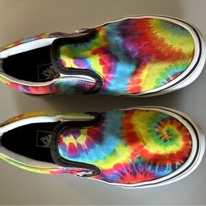 Rainbow Tie Dye Vans Slip Ons Kids Size 2.5 Great Condition